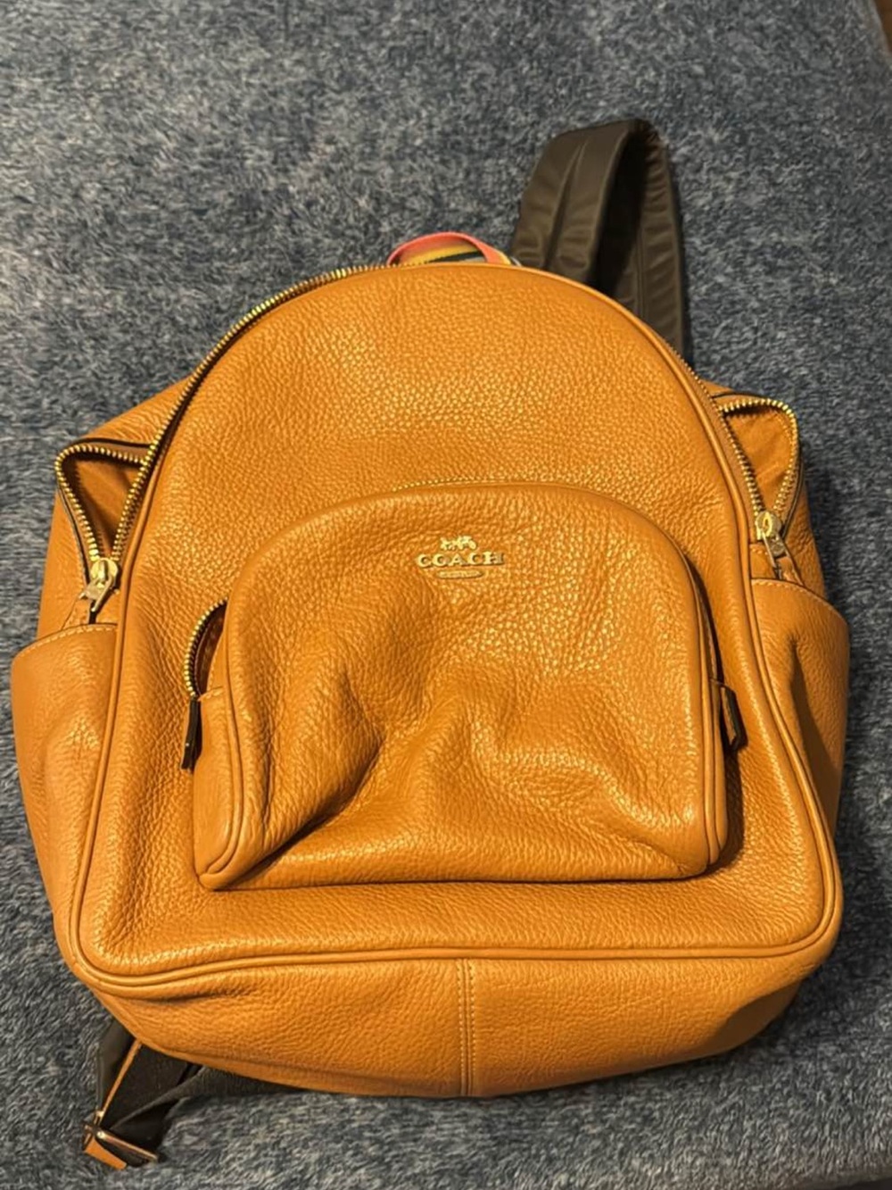 Coach Tan Leather Backpack - Signature Pebbled Leather